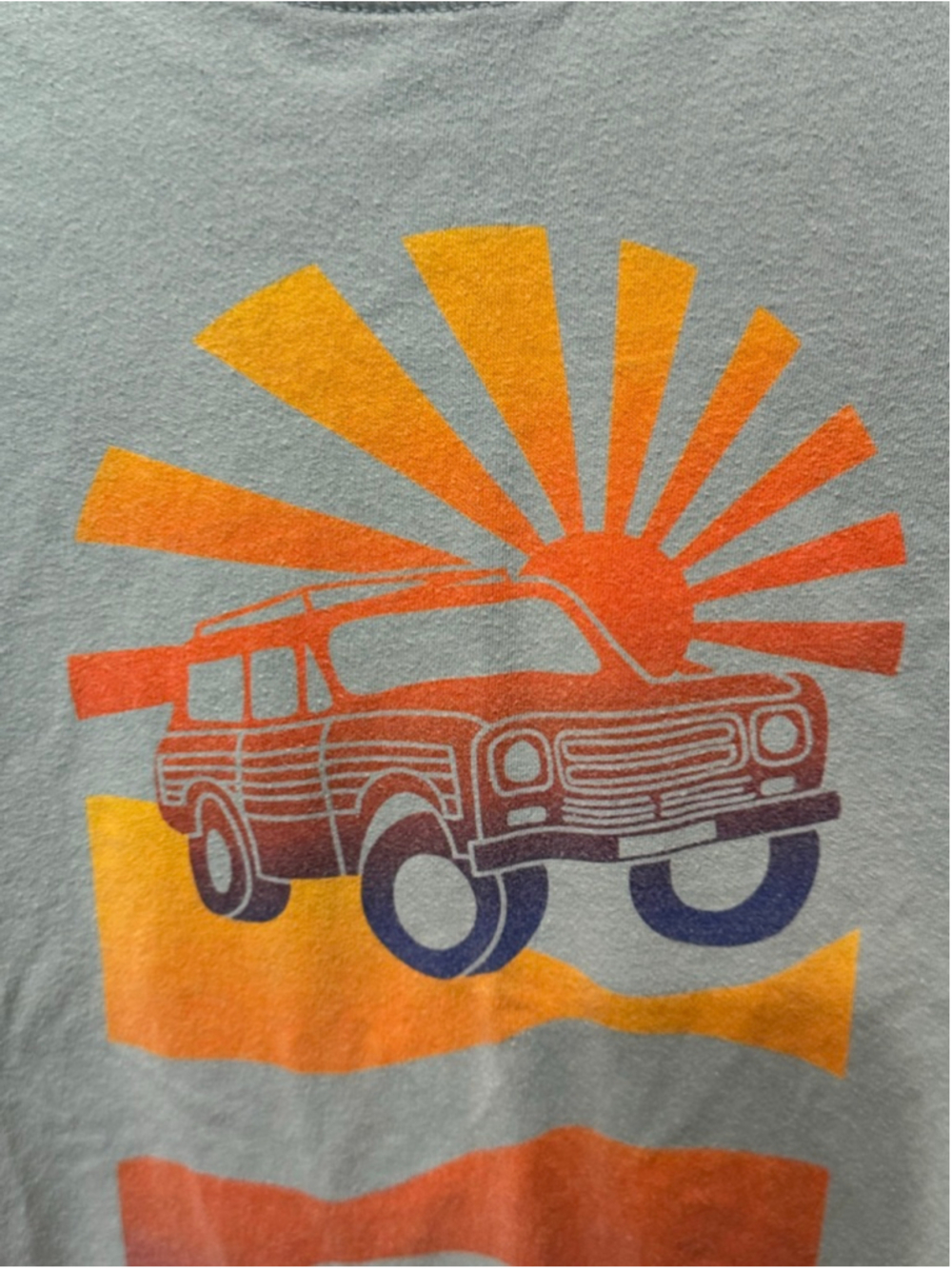Boy’s Hanna Andersson Short Sleeve Tee Size 8 Light Blue Orange Car - Picture 2 of 6